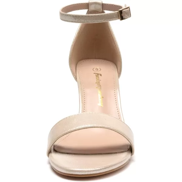 FUNKYMONKEY Women's Chunky High Heels Sandals,Two Strap Open Toe Ankle Strap Heeled Sandal,Party Wedding Strappy Buckle Sandals