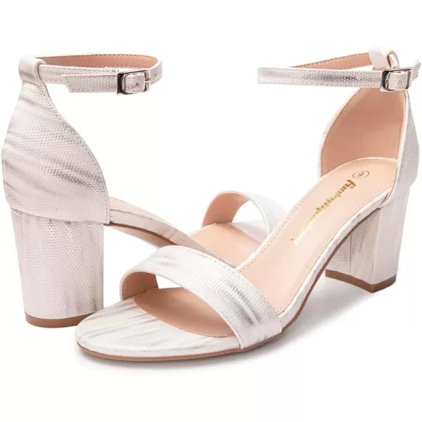 FUNKYMONKEY Women's Chunky High Heels Sandals,Two Strap Open Toe Ankle Strap Heeled Sandal,Party Wedding Strappy Buckle Sandals