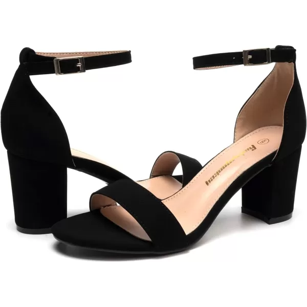 FUNKYMONKEY Women's Chunky High Heels Sandals,Two Strap Open Toe Ankle Strap Heeled Sandal,Party Wedding Strappy Buckle Sandals