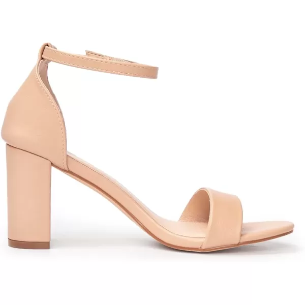 FUNKYMONKEY Women's Chunky High Heels Sandals,Two Strap Open Toe Ankle Strap Heeled Sandal,Party Wedding Strappy Buckle Sandals