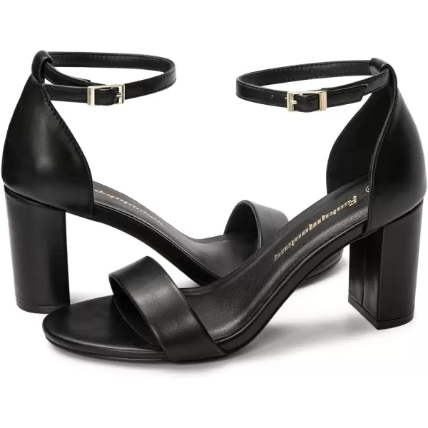 FUNKYMONKEY Women's Chunky High Heels Sandals,Two Strap Open Toe Ankle Strap Heeled Sandal,Party Wedding Strappy Buckle Sandals
