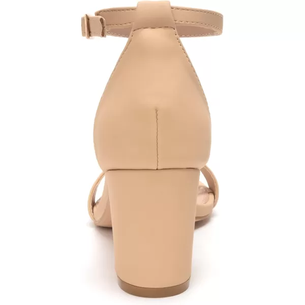FUNKYMONKEY Women's Chunky High Heels Sandals,Two Strap Open Toe Ankle Strap Heeled Sandal,Party Wedding Strappy Buckle Sandals