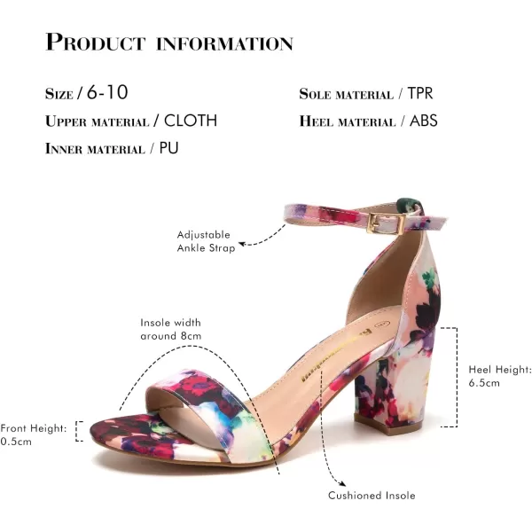 FUNKYMONKEY Women's Chunky High Heels Sandals,Two Strap Open Toe Ankle Strap Heeled Sandal,Party Wedding Strappy Buckle Sandals