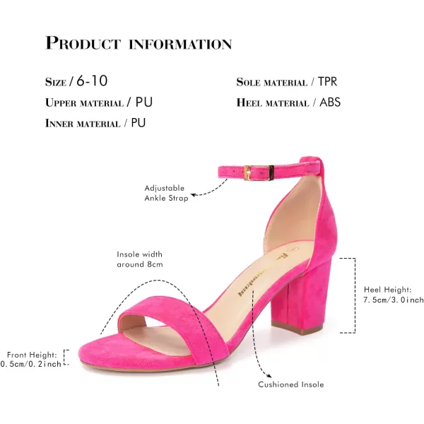 FUNKYMONKEY Women's Chunky High Heels Sandals,Two Strap Open Toe Ankle Strap Heeled Sandal,Party Wedding Strappy Buckle Sandals