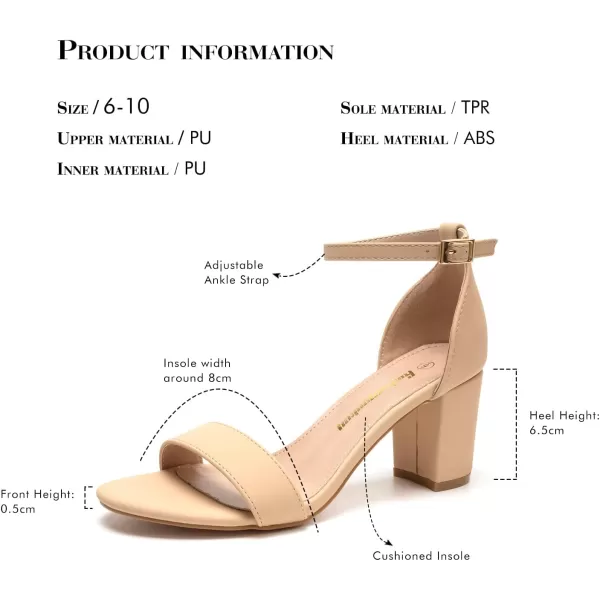 FUNKYMONKEY Women's Chunky High Heels Sandals,Two Strap Open Toe Ankle Strap Heeled Sandal,Party Wedding Strappy Buckle Sandals