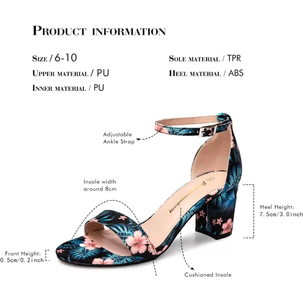 FUNKYMONKEY Women's Chunky High Heels Sandals,Two Strap Open Toe Ankle Strap Heeled Sandal,Party Wedding Strappy Buckle Sandals