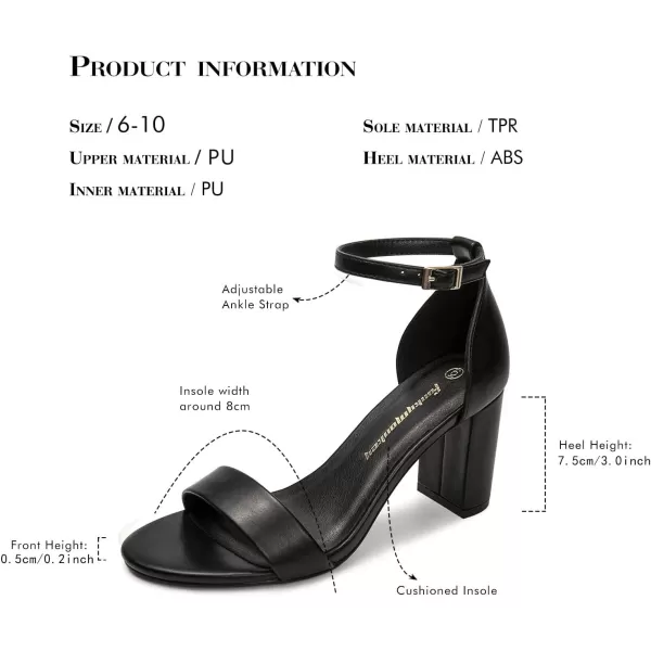 FUNKYMONKEY Women's Chunky High Heels Sandals,Two Strap Open Toe Ankle Strap Heeled Sandal,Party Wedding Strappy Buckle Sandals