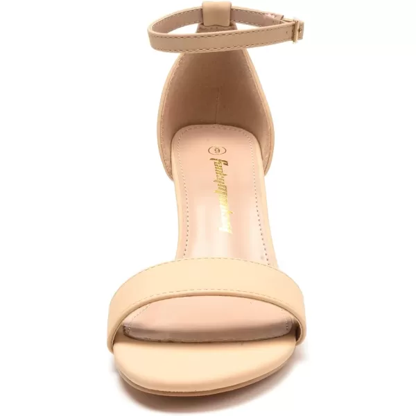 FUNKYMONKEY Women's Chunky High Heels Sandals,Two Strap Open Toe Ankle Strap Heeled Sandal,Party Wedding Strappy Buckle Sandals