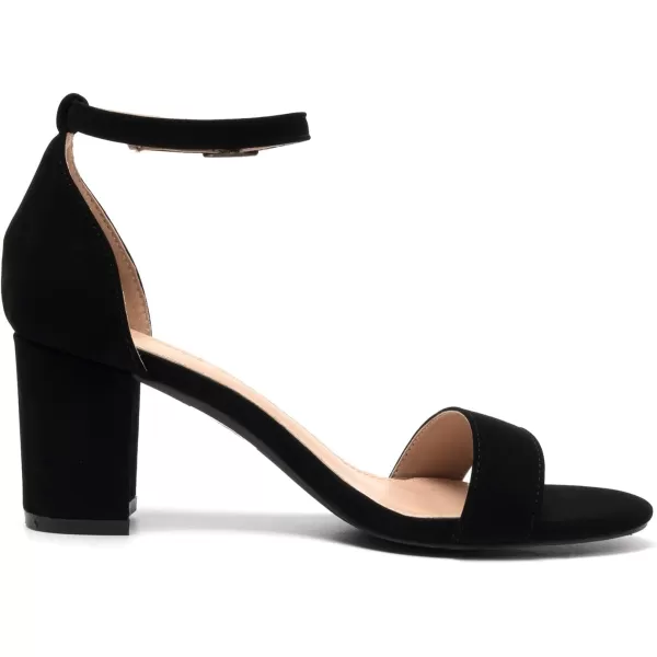 FUNKYMONKEY Women's Chunky High Heels Sandals,Two Strap Open Toe Ankle Strap Heeled Sandal,Party Wedding Strappy Buckle Sandals