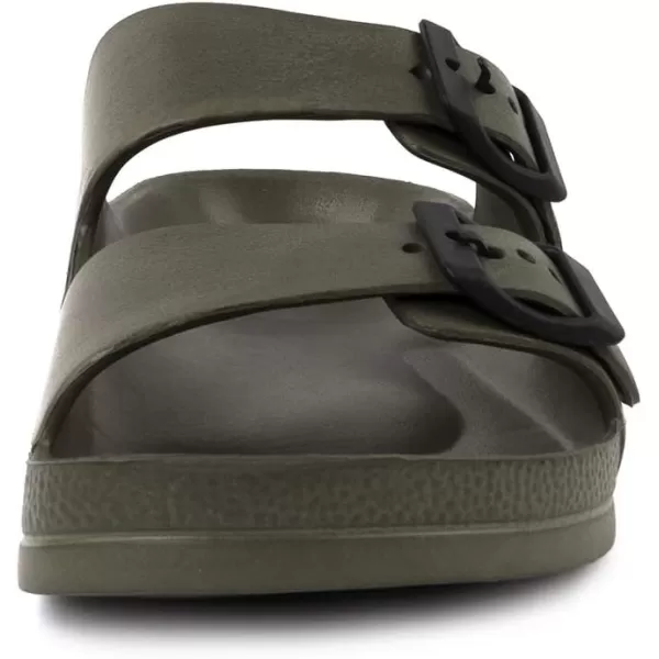FUNKYMONKEY Women's Comfort Slides Double Buckle Adjustable EVA Flat Sandals