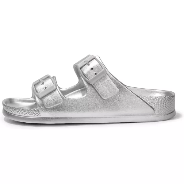FUNKYMONKEY Women's Comfort Slides Double Buckle Adjustable EVA Flat Sandals