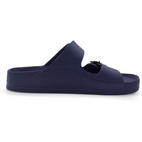 FUNKYMONKEY Women's Comfort Slides Double Buckle Adjustable EVA Flat Sandals