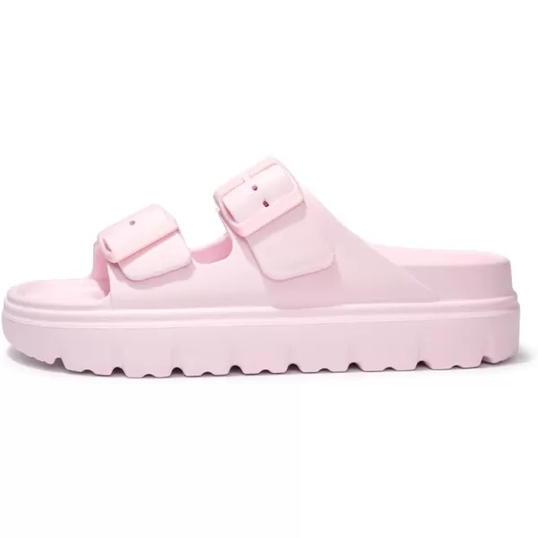 FUNKYMONKEY Women's Comfort Slides Double Buckle Adjustable EVA Flat Sandals