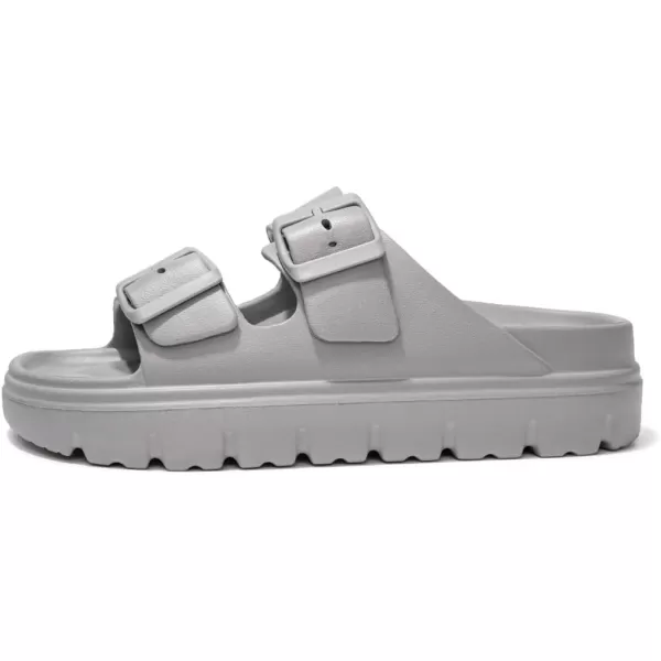 FUNKYMONKEY Women's Comfort Slides Double Buckle Adjustable EVA Flat Sandals
