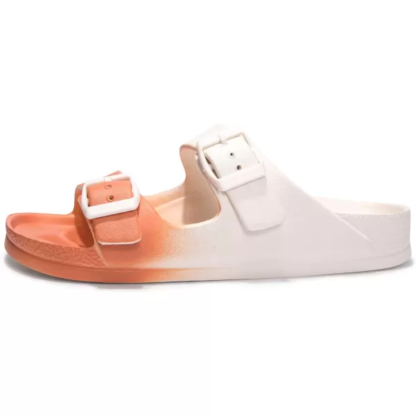 FUNKYMONKEY Women's Comfort Slides Double Buckle Adjustable EVA Flat Sandals