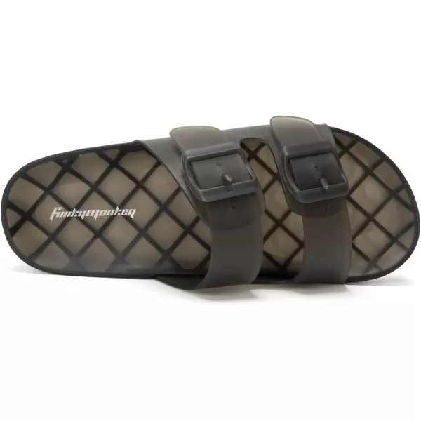 FUNKYMONKEY Women's Comfort Slides Double Buckle Adjustable EVA Flat Sandals