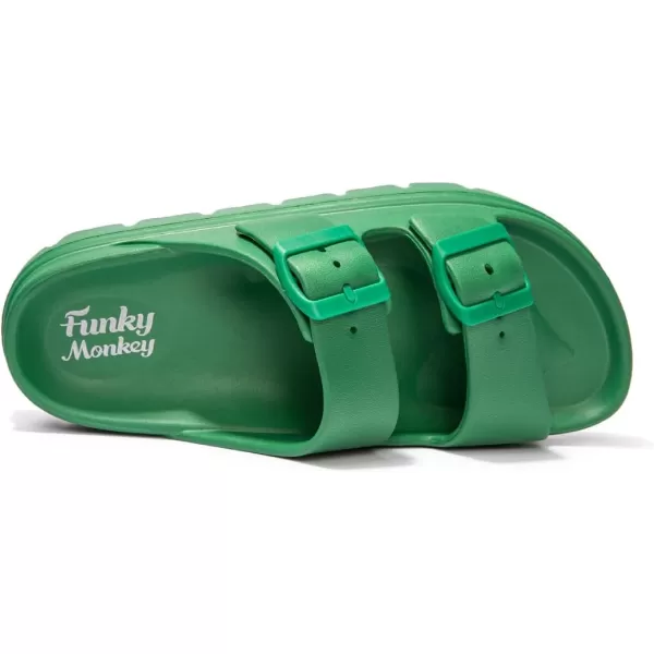 FUNKYMONKEY Women's Comfort Slides Double Buckle Adjustable EVA Flat Sandals