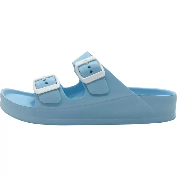 FUNKYMONKEY Women's Comfort Slides Double Buckle Adjustable EVA Flat Sandals