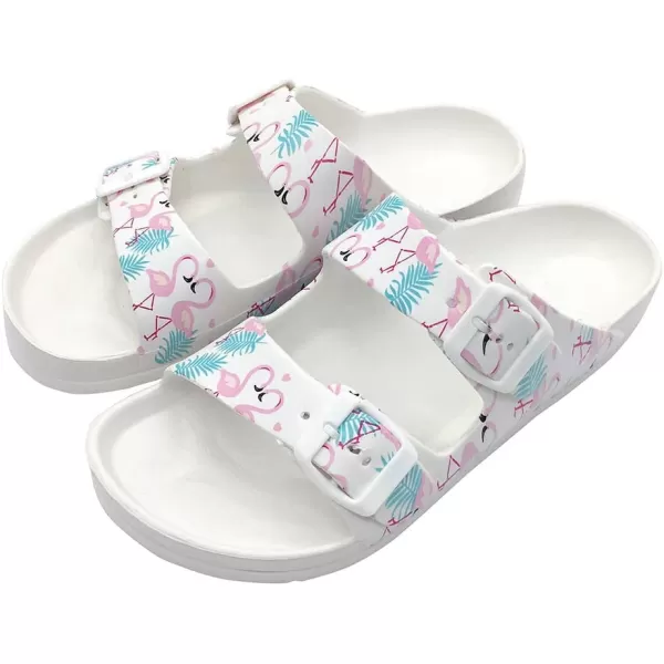 FUNKYMONKEY Women's Comfort Slides Double Buckle Adjustable EVA Flat Sandals