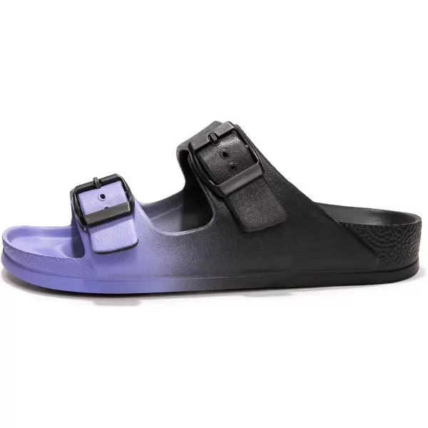 FUNKYMONKEY Women's Comfort Slides Double Buckle Adjustable EVA Flat Sandals