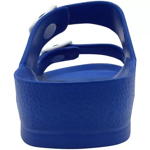 FUNKYMONKEY Women's Comfort Slides Double Buckle Adjustable EVA Flat Sandals