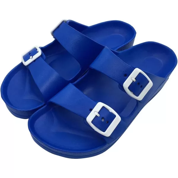 FUNKYMONKEY Women's Comfort Slides Double Buckle Adjustable EVA Flat Sandals