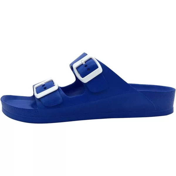 FUNKYMONKEY Women's Comfort Slides Double Buckle Adjustable EVA Flat Sandals