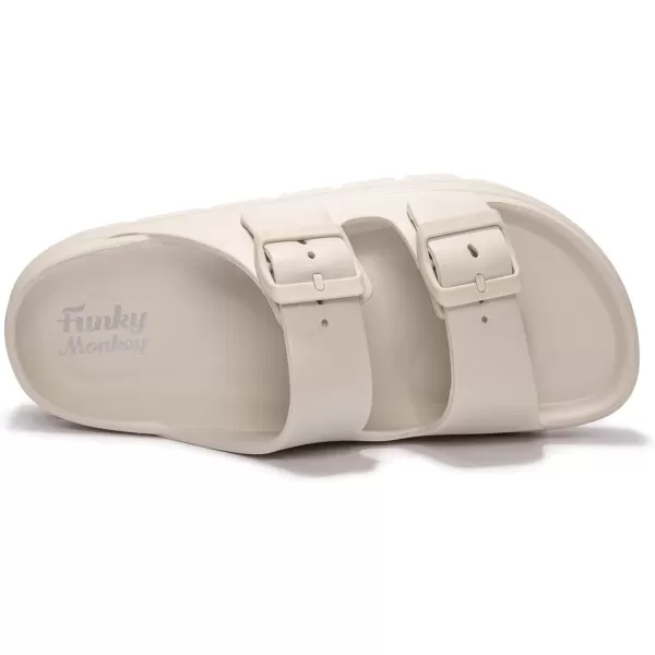 FUNKYMONKEY Women's Comfort Slides Double Buckle Adjustable EVA Flat Sandals