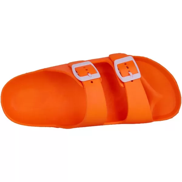 FUNKYMONKEY Women's Comfort Slides Double Buckle Adjustable EVA Flat Sandals