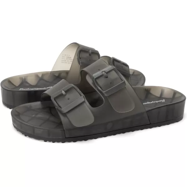 FUNKYMONKEY Women's Comfort Slides Double Buckle Adjustable EVA Flat Sandals