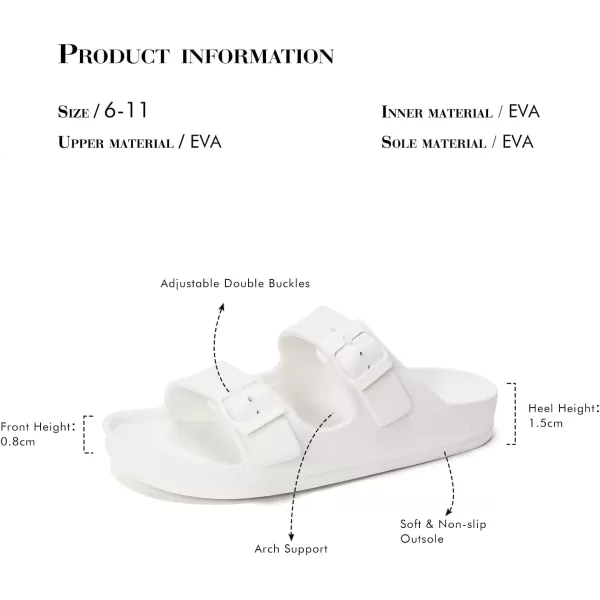 FUNKYMONKEY Women's Comfort Slides Double Buckle Adjustable EVA Flat Sandals