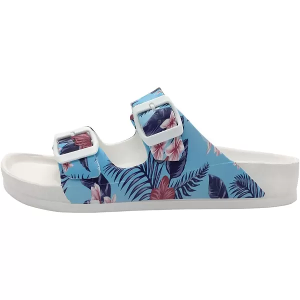 FUNKYMONKEY Women's Comfort Slides Double Buckle Adjustable EVA Flat Sandals
