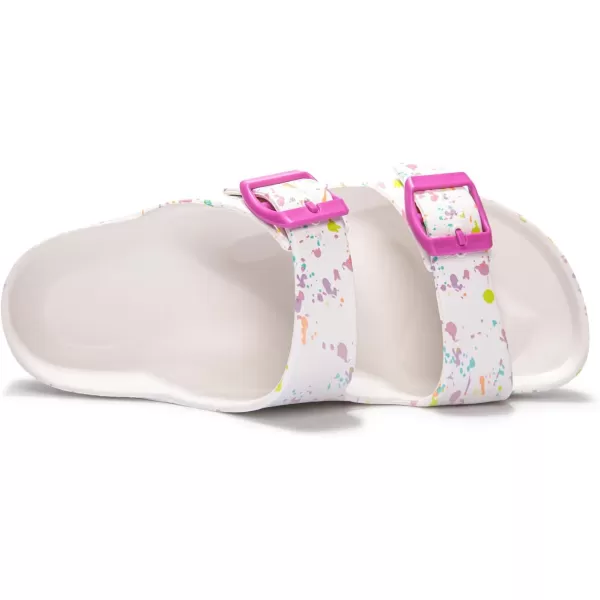 FUNKYMONKEY Women's Comfort Slides Double Buckle Adjustable EVA Flat Sandals