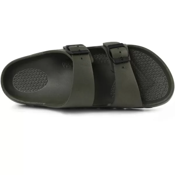 FUNKYMONKEY Women's Comfort Slides Double Buckle Adjustable EVA Flat Sandals