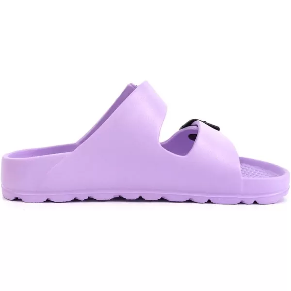 FUNKYMONKEY Women's Comfort Slides Double Buckle Adjustable EVA Flat Sandals