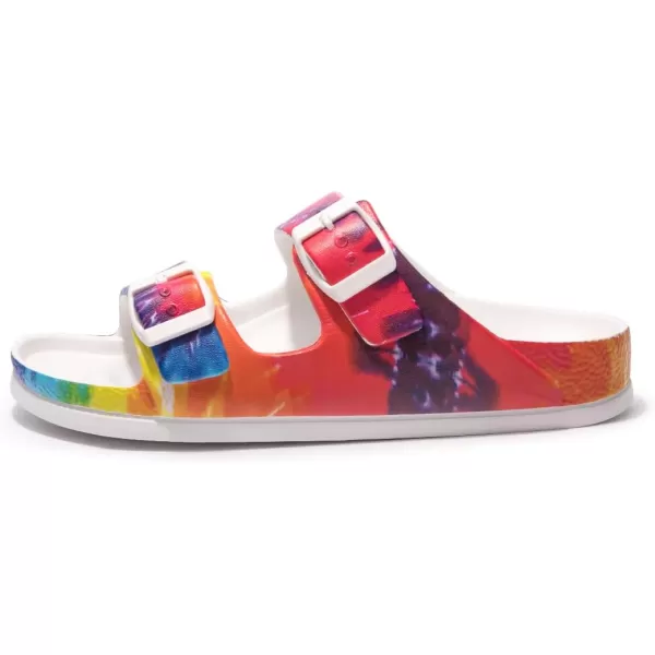 FUNKYMONKEY Women's Comfort Slides Double Buckle Adjustable EVA Flat Sandals
