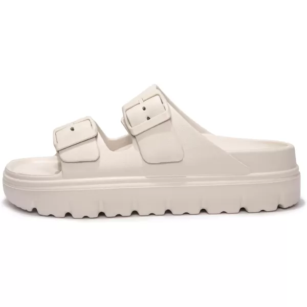 FUNKYMONKEY Women's Comfort Slides Double Buckle Adjustable EVA Flat Sandals
