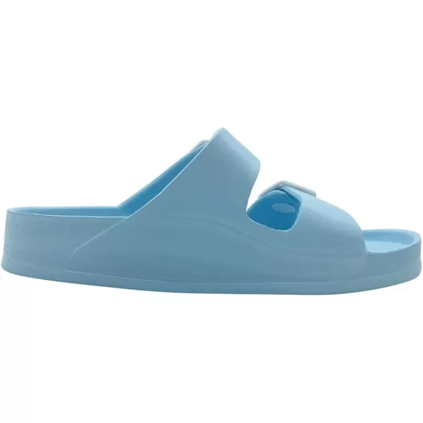 FUNKYMONKEY Women's Comfort Slides Double Buckle Adjustable EVA Flat Sandals
