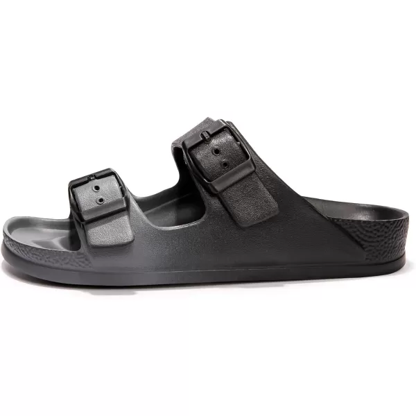 FUNKYMONKEY Women's Comfort Slides Double Buckle Adjustable EVA Flat Sandals