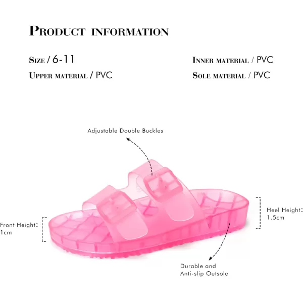 FUNKYMONKEY Women's Comfort Slides Double Buckle Adjustable EVA Flat Sandals