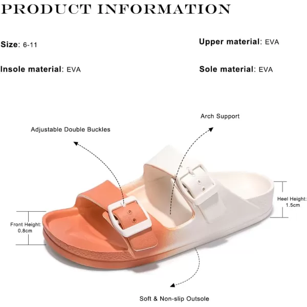 FUNKYMONKEY Women's Comfort Slides Double Buckle Adjustable EVA Flat Sandals