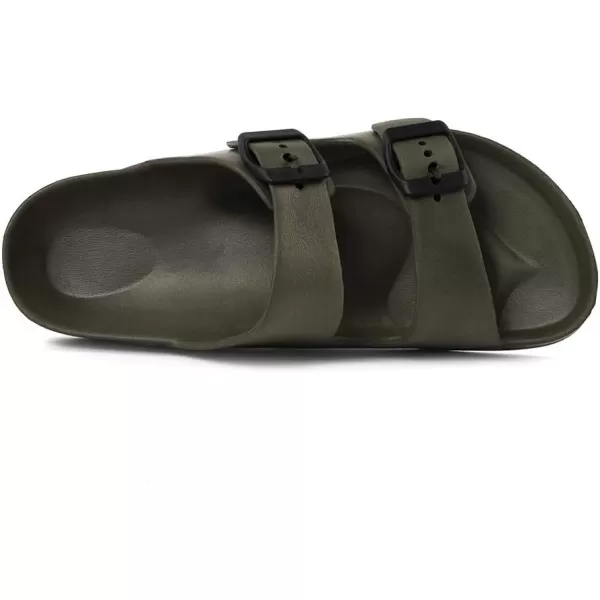 FUNKYMONKEY Women's Comfort Slides Double Buckle Adjustable EVA Flat Sandals