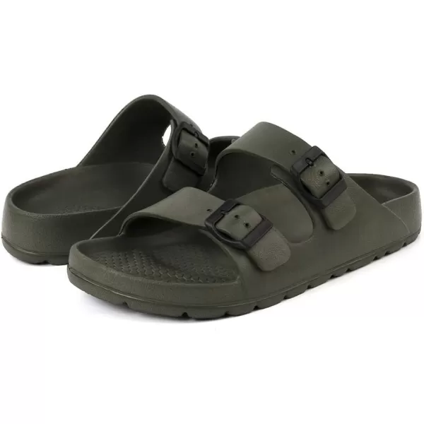 FUNKYMONKEY Women's Comfort Slides Double Buckle Adjustable EVA Flat Sandals
