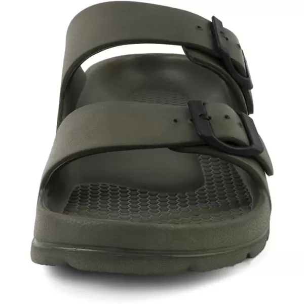 FUNKYMONKEY Women's Comfort Slides Double Buckle Adjustable EVA Flat Sandals