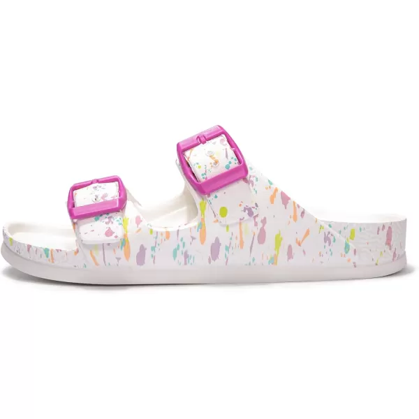 FUNKYMONKEY Women's Comfort Slides Double Buckle Adjustable EVA Flat Sandals