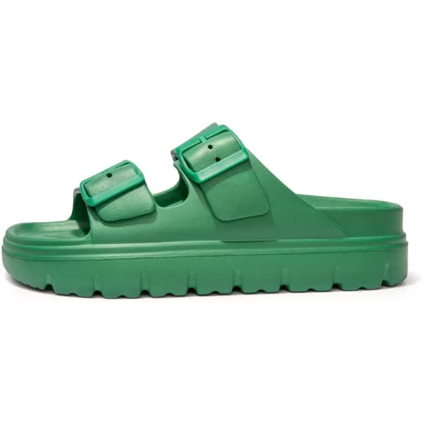 FUNKYMONKEY Women's Comfort Slides Double Buckle Adjustable EVA Flat Sandals