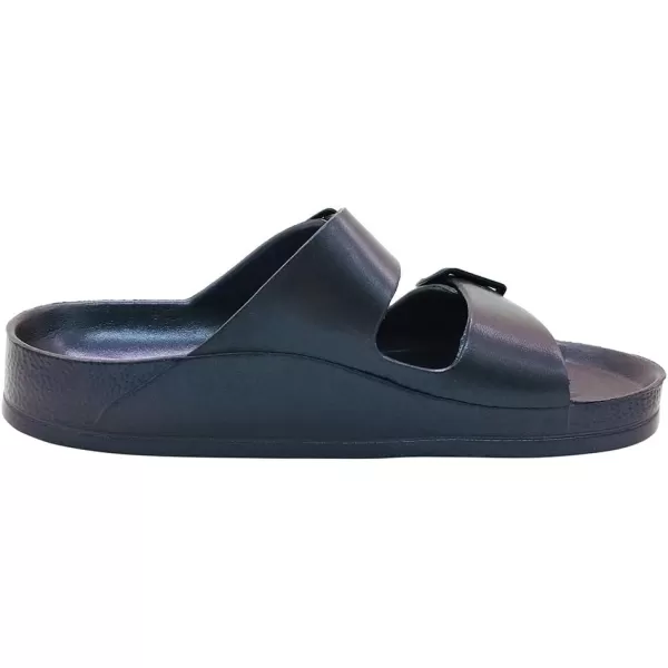 FUNKYMONKEY Women's Comfort Slides Double Buckle Adjustable EVA Flat Sandals
