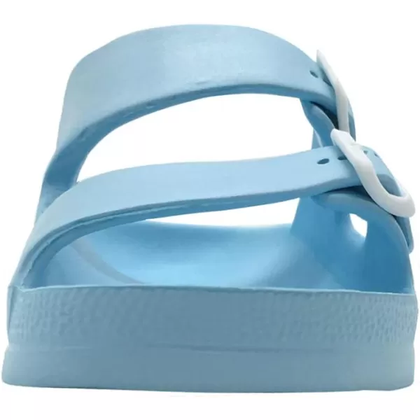 FUNKYMONKEY Women's Comfort Slides Double Buckle Adjustable EVA Flat Sandals