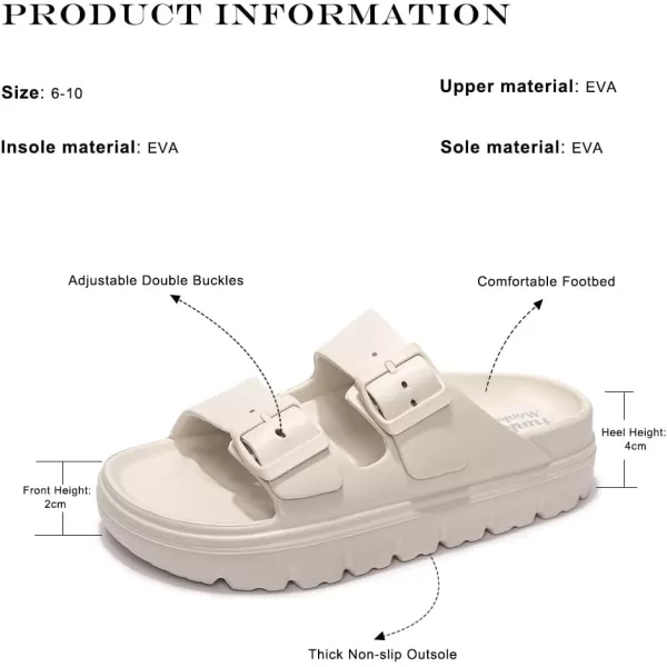 FUNKYMONKEY Women's Comfort Slides Double Buckle Adjustable EVA Flat Sandals