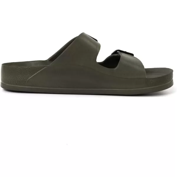 FUNKYMONKEY Women's Comfort Slides Double Buckle Adjustable EVA Flat Sandals